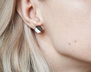 Hexagon Stud Earrings Black White - JuliaWine