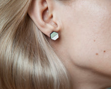 Load image into Gallery viewer, Hexagon Stud Earrings Mint White - JuliaWine