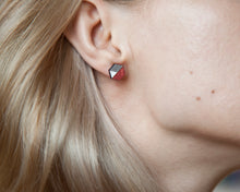 Load image into Gallery viewer, Honeycomb Studs Red Silver White - JuliaWine