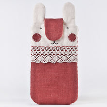 Load image into Gallery viewer, Linen Sleeve for iPhone 11, Custom Bunny iPhone XS Max, iPhone 8 Plus Case - wishMeow