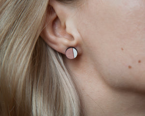 Circle Stud Earrings Pink White - JuliaWine