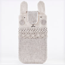 Load image into Gallery viewer, White Bunny Case for iPhone 11 Pro Max, Custom Linen iPhone XS Max Sleeve - wishMeow