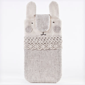 White Bunny Case for iPhone 11 Pro Max, Custom Linen iPhone XS Max Sleeve - wishMeow