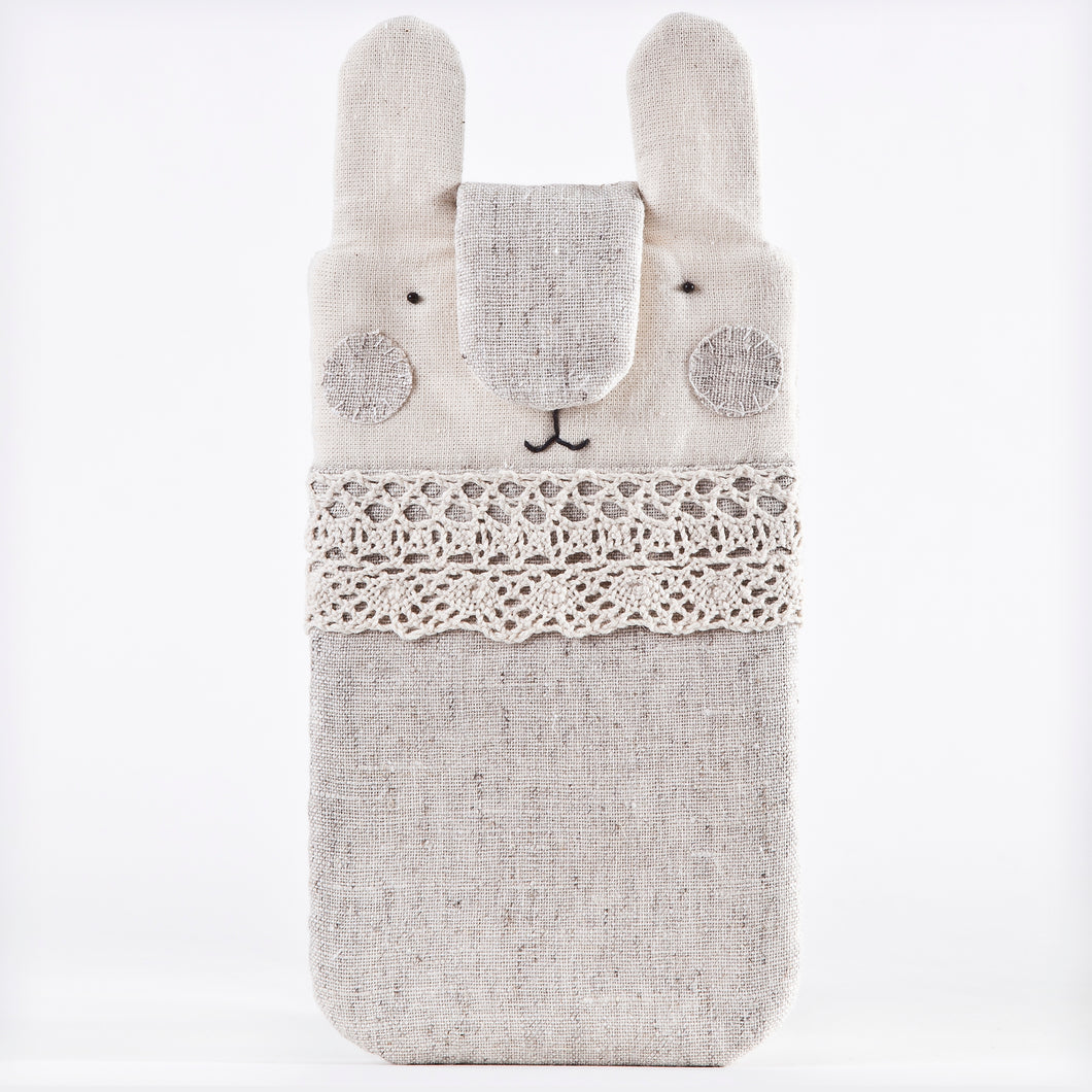 White Bunny Case for iPhone 11 Pro Max, Custom Linen iPhone XS Max Sleeve - wishMeow