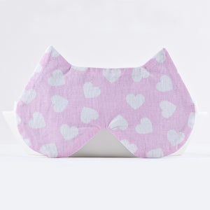 Pink Hearts Cat Sleep Mask, Cotton Eye Mask