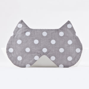 Gray Dotted Cat Sleep Mask, Cotton Eye Mask