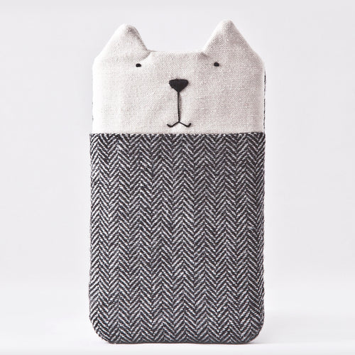 Gray Herringbone Case for iPhone 11 Pro Max, Custom Cat iPhone XS Max Sleeve - wishMeow