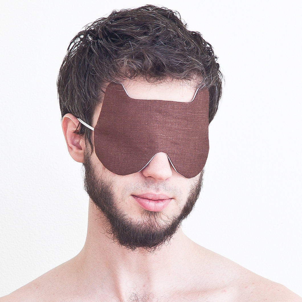 Brown Linen Bear Sleep Mask for Men, Soft Eye Mask - JuliaWine