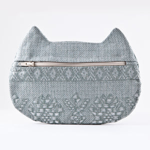 Blue Tribal Cat Cosmetic Bag, Tapestry Makeup Bag - wishMeow