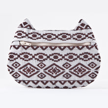 Load image into Gallery viewer, White Cat Cosmetic Bag with Native Pattern - wishMeow 