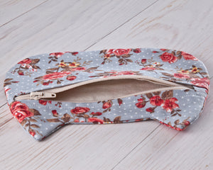 Cat Cosmetic Bag Blue Floral - wishMeow