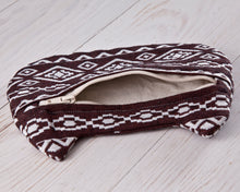 Load image into Gallery viewer, Brown Cat Cosmetic Bag with Native Pattern - wishMeow 