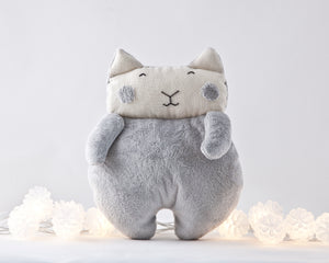 Gray Fluffy Plush Cat Toy, Stuffed Toy Girl Nursery Decor - wishMeow