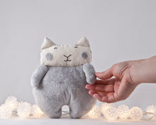 Load image into Gallery viewer, Gray Fluffy Plush Cat Toy, Stuffed Toy Girl Nursery Decor - wishMeow