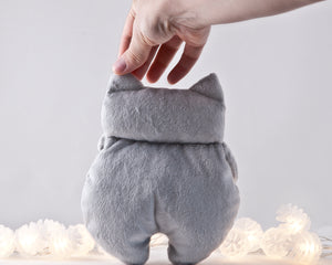 Gray Fluffy Plush Cat Toy, Stuffed Toy Girl Nursery Decor - wishMeow