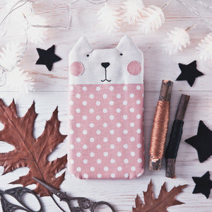 Pink Dotted Case for iPhone XS Max, Cat Galaxy Xcover FieldPro, Custom Phone Sleeve - wishMeow