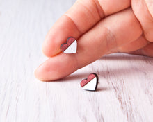 Load image into Gallery viewer, Wooden Red White Heart Studs - JuliaWine