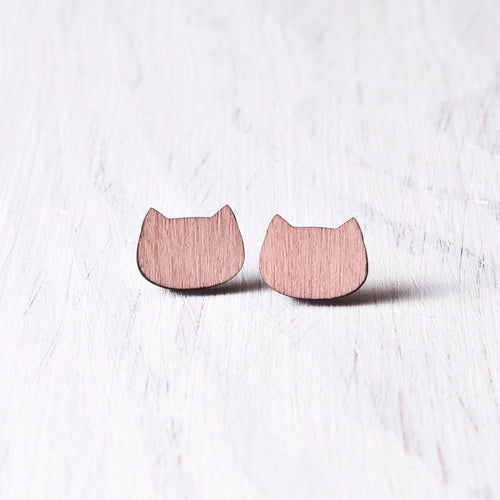 Dusty Pink Cat Stud Earrings