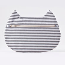 Load image into Gallery viewer, Striped Cat Cosmetic Bag, Cotton Makeup Bag - wishMeow 