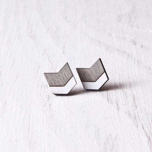 Gray Wooden Arrow Stud Earrings