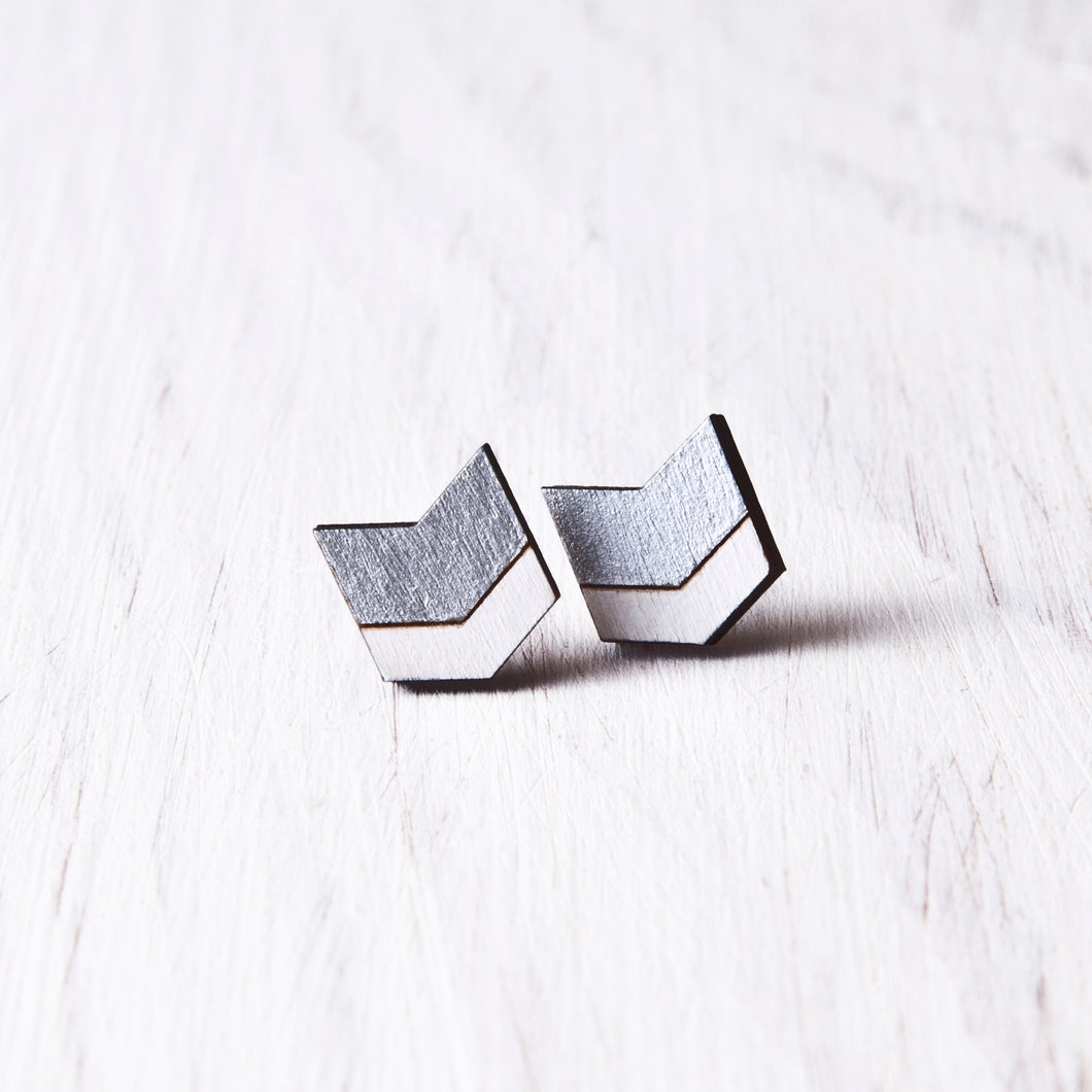 Wooden Arrow Silver Earring Studs, Gifts for Her Under 20 