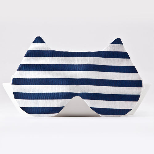 Blue White Cat Sleep Mask, Nautical Striped Eye Mask - JuliaWine
