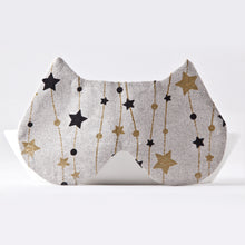 Load image into Gallery viewer, Beige Cat Sleep Mask with Golden Black Stars