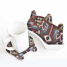 Load image into Gallery viewer, Tribal Bear Coasters Set, Housewarming Gifts, Absorbent Drink Coasters, Kitchen Accessory, Fabric Tea Mats 