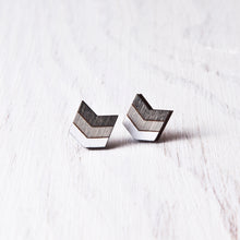 Load image into Gallery viewer, Black Gray White Arrow Studs, Valentines Day Gift for Her