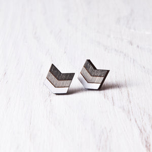 Black Gray White Arrow Studs, Valentines Day Gift for Her