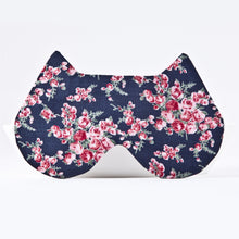 Load image into Gallery viewer, Floral Deep Blue Cat Sleep Mask