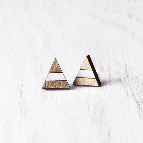 Mountain Gold White Stud Earrings