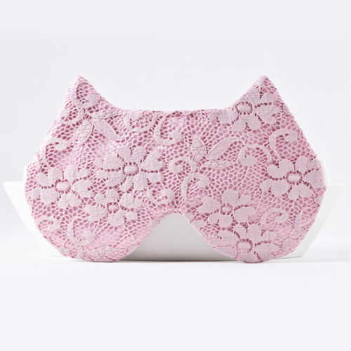 Pink Lace Cat Sleep Mask, Floral Eye Mask