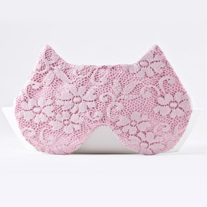 Pink Lace Cat Sleep Mask, Floral Eye Mask