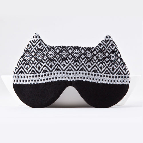 Cat Sleep Mask with Ornament, Black Eye Mask