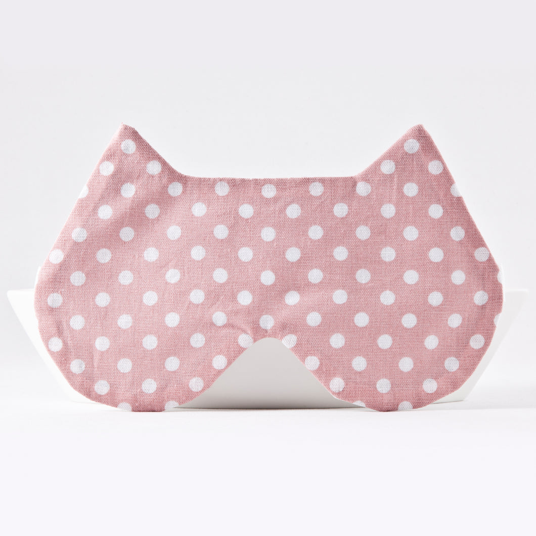 Pink Dotted Cat Sleep Mask, Cotton Eye Mask