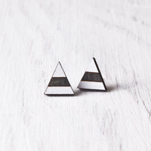 Load image into Gallery viewer, Triangle Black White Stud Earrings, Valentines Day Gift for Her
