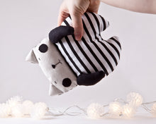 Load image into Gallery viewer, Black White Cat Toy, Striped Stuffed Toy Girl Nursery Decor - wishMeow