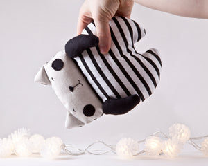 Black White Cat Toy, Striped Stuffed Toy Girl Nursery Decor - wishMeow