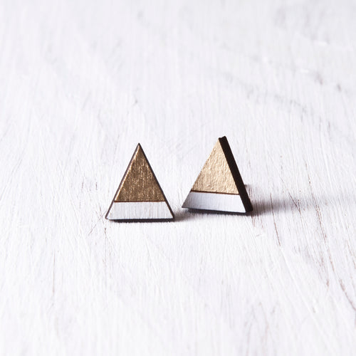 Mountain Gold White Stud Earrings