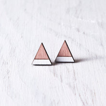 Load image into Gallery viewer, Dusty Pink White Mountain Stud Earrings, Triangle Studs - JuliaWine