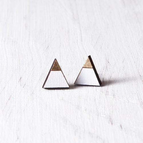 Mountain Gold White Stud Earrings