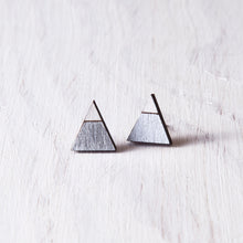 Load image into Gallery viewer, Triangle Silver White Stud Earrings, Valentines Day Gift for Her
