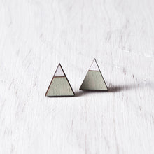 Load image into Gallery viewer, Triangle Mint White Stud Earrings, Mountain Studs, Mother Day Gift 