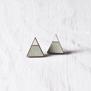 Triangle Mint White Stud Earrings, Mountain Studs, Mother Day Gift 