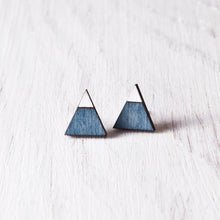 Load image into Gallery viewer, Triangle Blue White Stud Earrings, Mountain Studs