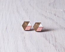 Load image into Gallery viewer, Honeycomb Studs Gold Pink White - JuliaWine
