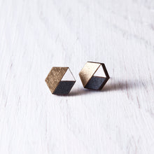Load image into Gallery viewer, Honeycomb Studs Gold Black White - JuliaWine