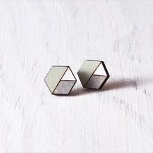 Load image into Gallery viewer, Honeycomb Studs Mint Gray White - JuliaWine