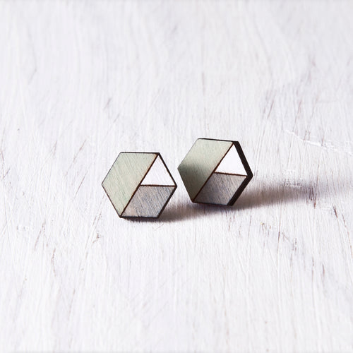 Honeycomb Studs Mint Gray White - JuliaWine